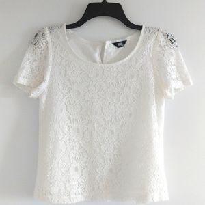White lace crop blouse